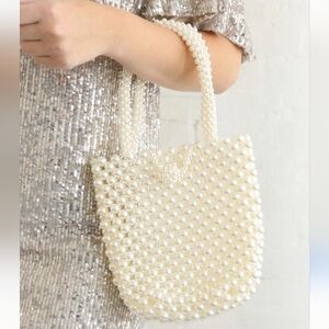 White Pearl Beaded Wedding Bag (Handbag)